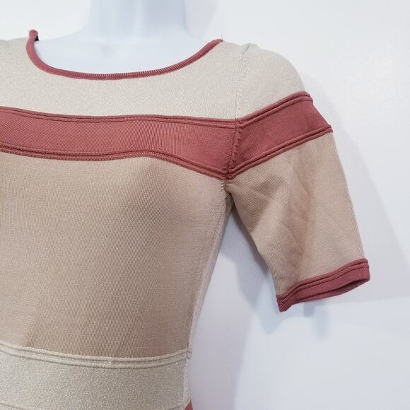 Bebe Shimmer Striped Knit Bodycon Mini Dress - Picture 2 of 11